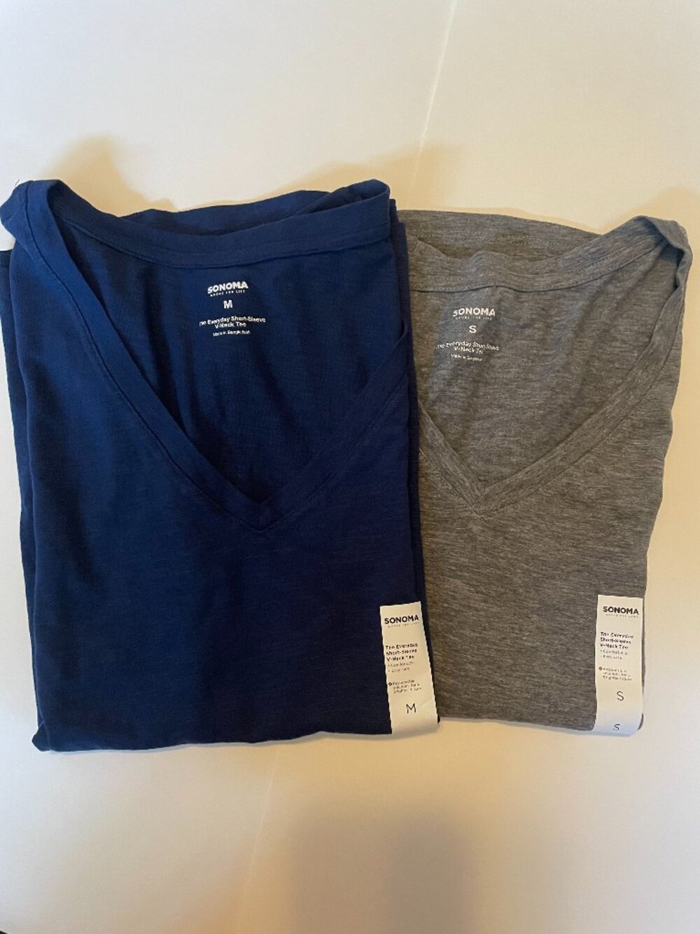 TWO NWT Sonoma‎ The Everyday Short Sleeve V Neck Tee